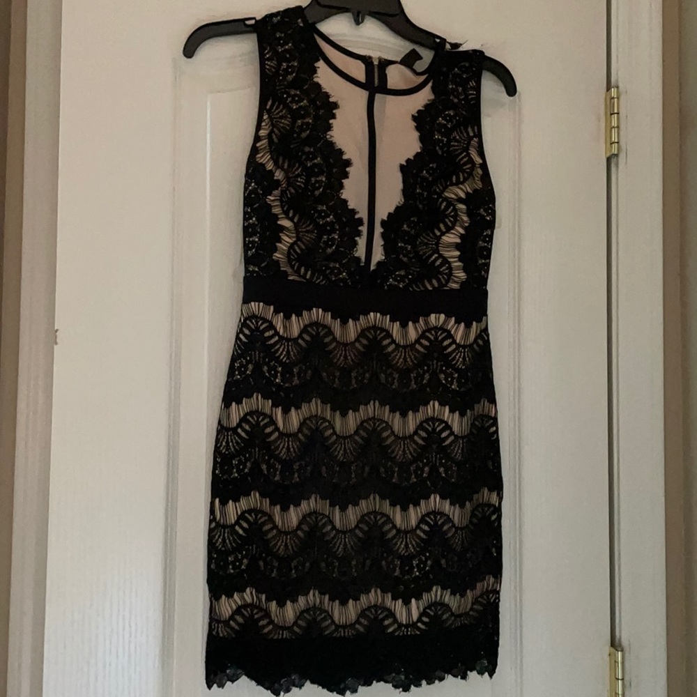 Black lace mini dress